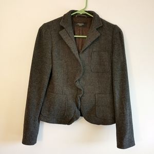 Max Mara Ruffle Front Virgin Wool suit Jacket Blazer